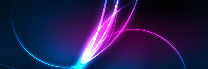 Blue neon glowing lines, magic energy space light concept, abstract background wallpaper design