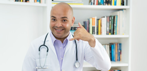 Doctor with bald recommending medical check up