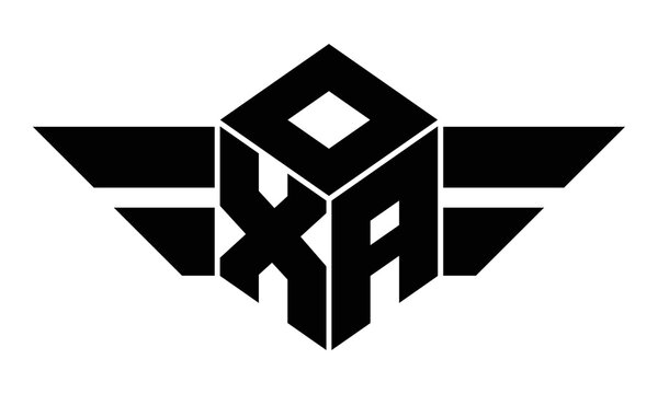 OXA three letter gaming logo in polygon cube shape logo design vector template. wordmark logo | emblem logo | monogram logo | initial letter logo | sports logo | minimalist logo | typography logo |