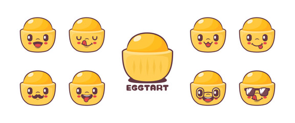 egg tart cartoon. food vector illustration