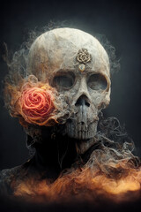 Abstract, surreal, creepy skull of smoke.Digital art