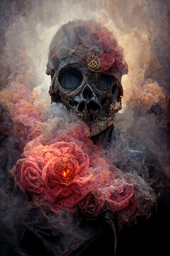 Abstract, surreal, creepy skull of smoke.Digital art