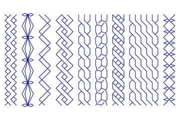 Vector image of nine patterns-braids drawn by cells