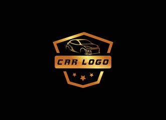Gold car, auto, automotive logo template