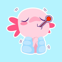 cute axolotl sticker vector set