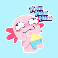 cute axolotl sticker vector set