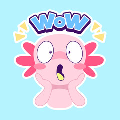 cute axolotl sticker vector set