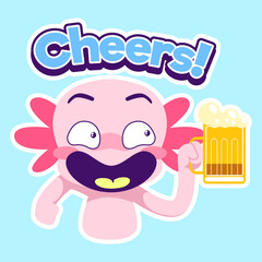 cute axolotl sticker vector set