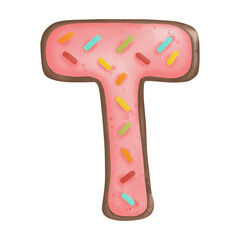 Watercolor Cookies Alphabet T