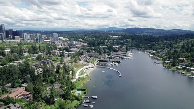 Whalers Cove Aerial View in Meydenbauer Bay Bellevue Washington