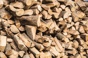 Wooden texture. Sale and trade of firewood.