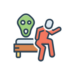 Color illustration icon for scared
