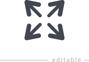 four arrows, outward, in the corners, line editable icon