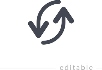 two arrows, circular, up, down, line editable icon