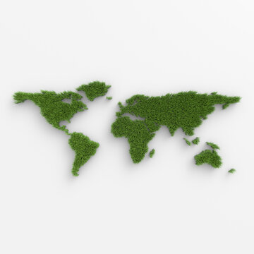 World map shaped grasses © mehmettorni