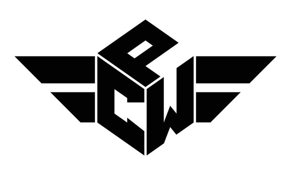PCW three letter gaming logo in polygon cube shape logo design vector template. wordmark logo | emblem logo | monogram logo | initial letter logo | sports logo | minimalist logo | typography logo |