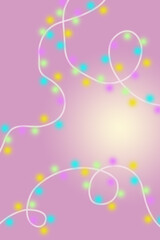 abstract colourful Christmas lights on pink background