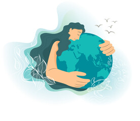 Love Earth or love the World. Vector illustration for design.