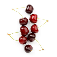 Obraz na płótnie Canvas Juicy red cherry cut out on a white background, close-up.