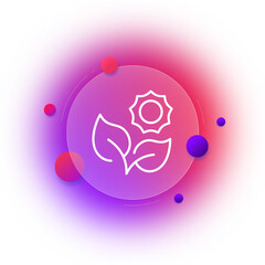 Flower line icon. Leaves, vegetarian, ecology, green, garden, grow, gardening, leaf, eco, vegetable, produce oxygen, chlorophyll, sunflower, plant. Nature concept. Glassmorphism. Vector line icon