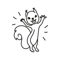 Happy funny squirrel with hand up