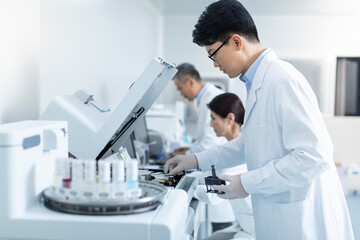 Researchers working in laboratory