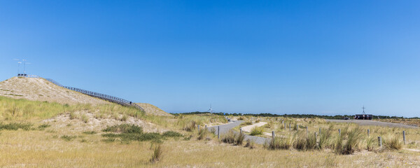 Petten, The Netherlands - August 10, 2022: Panoramic dune in Petten along the Dutch coast of North Holland in The Netherlands