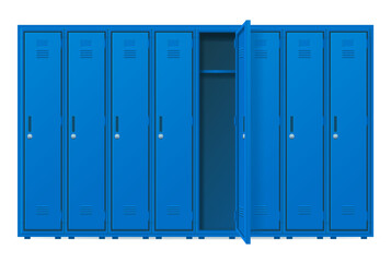 Realistic Detailed 3d Blue School Gym Locker Set. Vector
