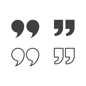 Quotes, quotation marks black isolated vector icon set. Speech mark icons.