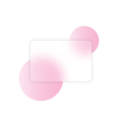 Abstract geometric shapes square frosted glass texture overlay on pink gradient circle isolated on...