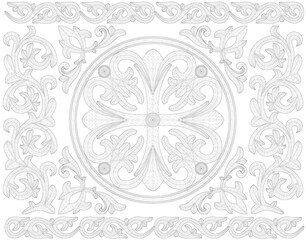 Polygonal frame of decorative rectangular ornament made of black lines isolated on white background. 3D. Vector illustration.