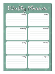 Diary page, weekly planner. Vector design for a daily planner, to-do list for the week.