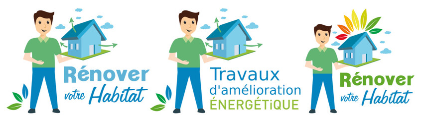 Travaux d' amélioration énergétique de l'habitat, tenir dans sa main une maison, concept économie d'énergie
