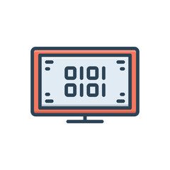 Color illustration icon for bit binary