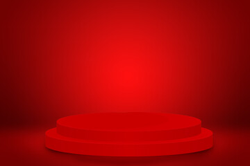 Abstract mock up podium background for product red background.
