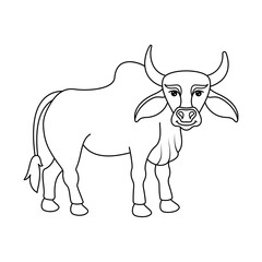 cute cartoon zebu. vector illustration