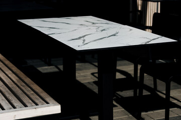 Table of street cafe