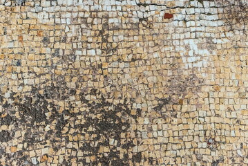 Detail of Tiles at the Street. Old Tile Floor. Israel. Caesarea. Ancient Texture. Antique Surface Background