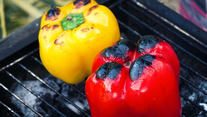 Grilled Bell Peppers. Delicious Meal. BBQ. High Quality Photo