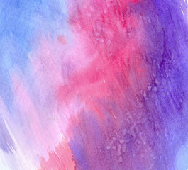 Purple and blue watercolor streaks and stains. Abstract watercolor background. Illustration.