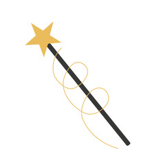 Collection of vector magic fairy tale elements, icons and illustrations. Magic wand.