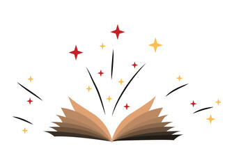 Collection of vector magic fairy tale elements, icons and illustrations. Book and glasses.