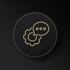 Gear with speech bubble line icon. System notification, settings, security, control panel, adjust, fix, tune, device customization. Communication concept. Vector line icon for Business and Advertising