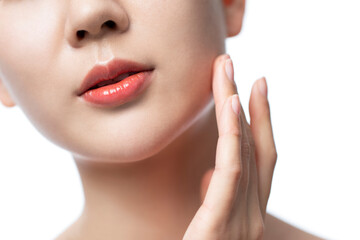 Close up of beautiful young woman