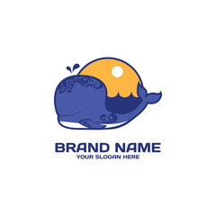 Whale logo mascot template design vector