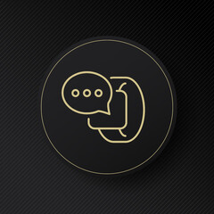 Smart bracelet with speech bubble line icon. Messenger, letter, online, alert message, dots, notification, information exchange, texting. Communication concept. Vector line icon for Advertising