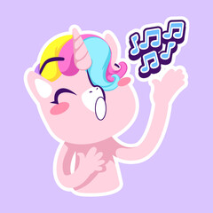 cute unicorn doodle sticker, unicorn illustration