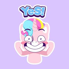 cute unicorn doodle sticker, unicorn illustration