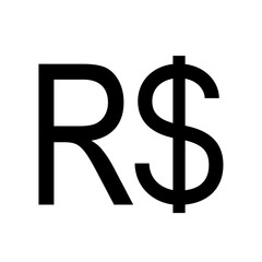Brazilian real currency sign isolated on white background. Vector