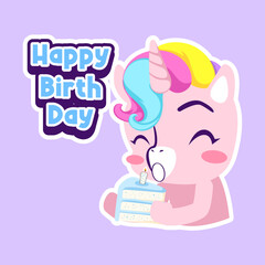 cute unicorn doodle sticker, unicorn illustration